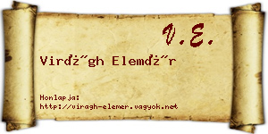 Virágh Elemér névjegykártya